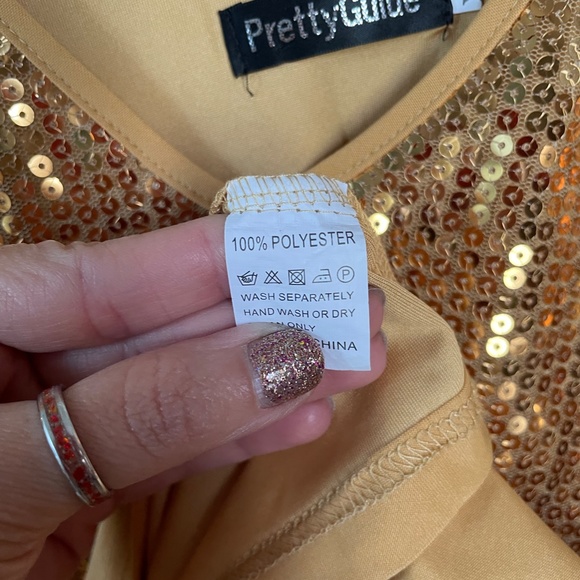 Gold Sequin Cold Shoulder Cocktail Top XL - Picture 4 of 5